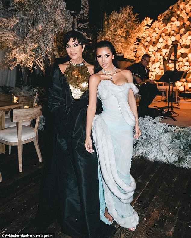 “We're having a very quiet Christmas Eve party this year, just because there's a lot of construction going on,” explains the 44-year-old SKIMS founder; seen with mom Kris Jenner at last year's party