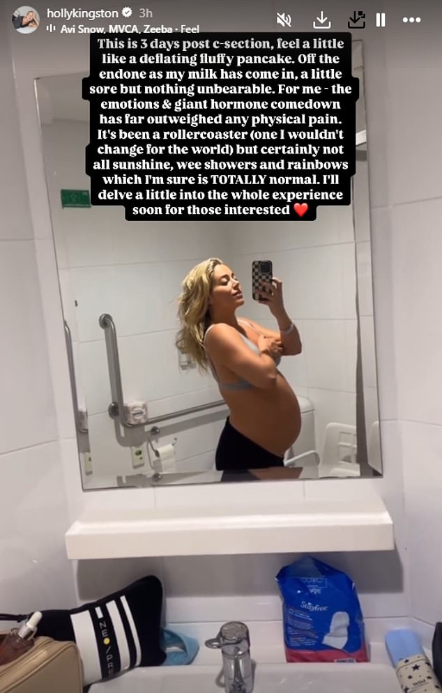 Sharing a photo of herself in her bra and pants, Holly gave her fans a glimpse of her baby bump. 