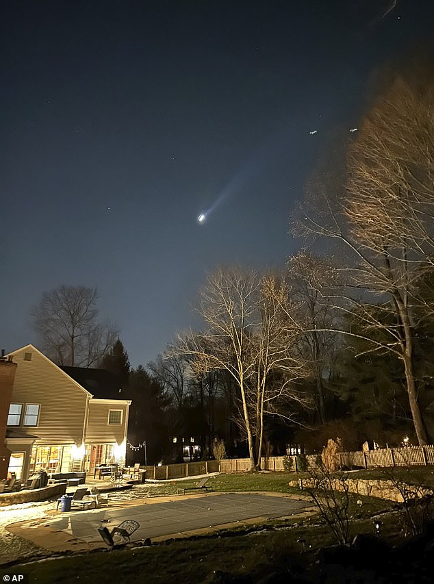 Mysterious drones are terrorizing American cities from coast to coast, as these spooky objects have been detected in California, Massachusetts, Florida, Wyoming, Maryland, New York and New Jersey. Pictured: A New Jersey resident saw what appears to be several drones flying over his home in Bernardsville.