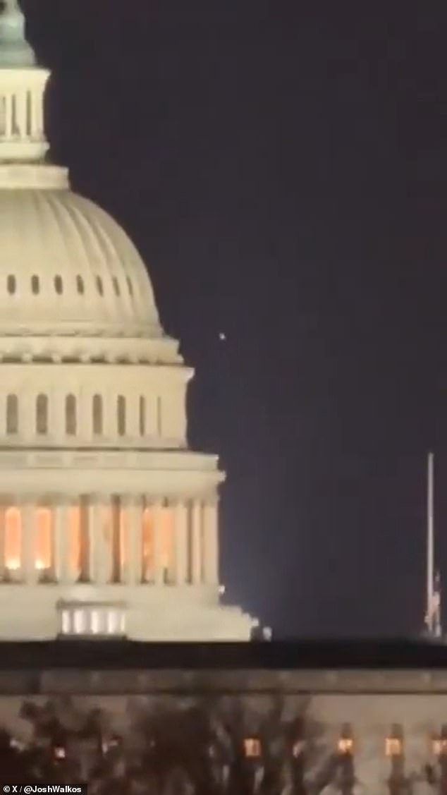 Images purporting to show an unidentified object in the D.C. sky on Friday night