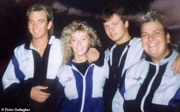 Peter Gallagher (second right) worked alongside illusionist Richard de Vere (far left) at Pontin's Wall Park in 1991.