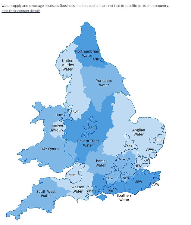 Water companies supply England and Wales