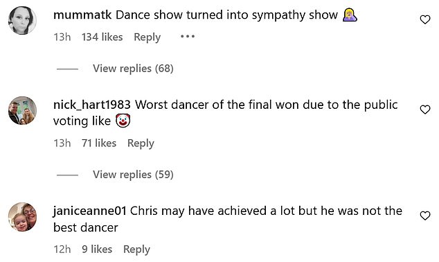 Even though several fans said Chris was a winner 