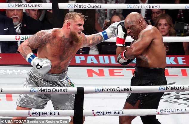 However, the fight is no longer being considered after Mike Tyson (right) made a comeback at the age of 58, losing to YouTuber Jake Paul last month.