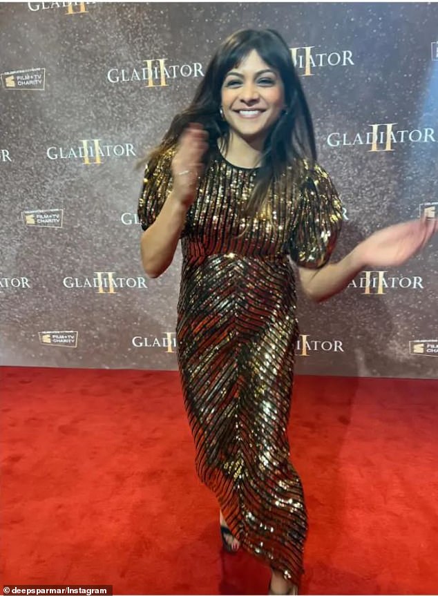 In an Instagram post, she is seen wearing a sparkly dress at the launch of Paul Mescal's blockbuster Gladiator II.