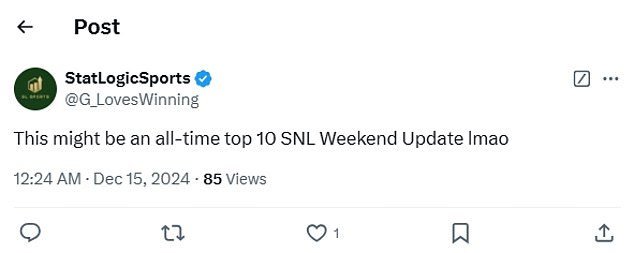 One account stated that the latest edition of SNL's Weekend Update was in the top 10 of all time