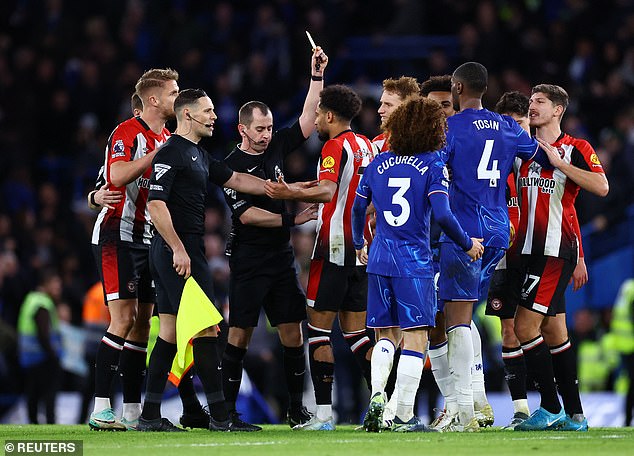 Cucurella received his second yellow card and was sent off after a fight at the final whistle.