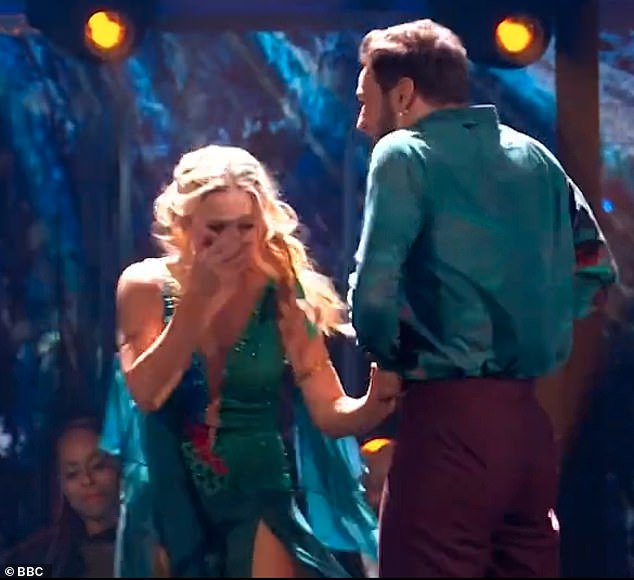 The dancer was left struggling desperately to hold on to his pants after the button apparently popped off on his costume during American Smooth with Miranda star Sarah Hadland, 53.