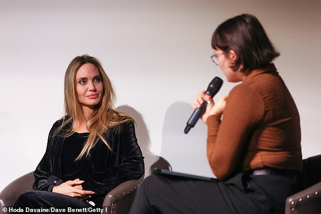 For a recent screening of Maria, Angelina dazzled in a black velvet swimsuit, complete with pants and a long-sleeved top.