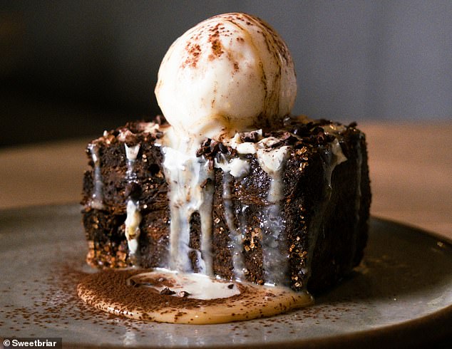 Warm bread pudding served with milk flakes, white chocolate and ice cream is the realistic end to a sweet first date experience.