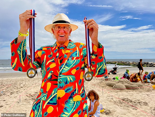 A judge at Sandcastle competition in Rockaway Beach, New York, New York