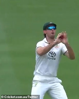 Marsh was waiting at mid-wicket to catch the ball after Jaiswal clipped the ball.