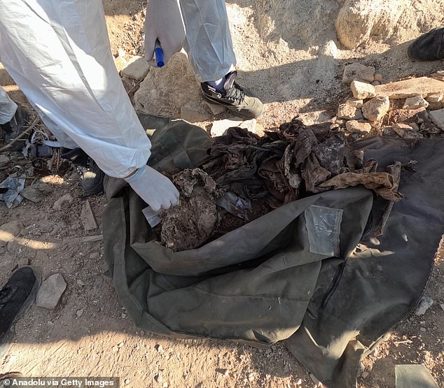 A mass grave was found on the road to Damascus International Airport in the Syrian capital Damascus on December 16, 2024.