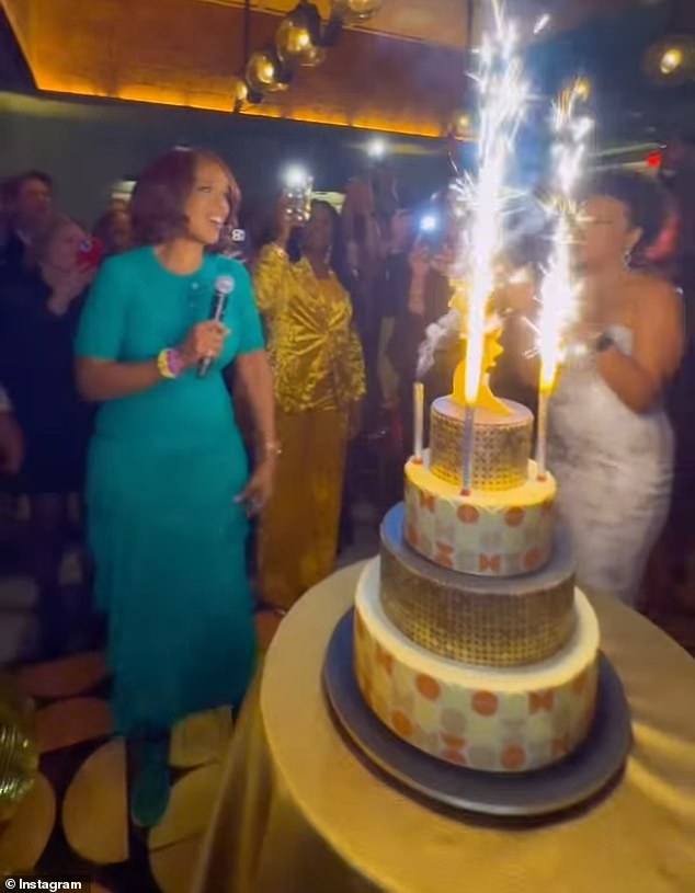 The CBS Mornings host gave a speech after her loved one sang happy birthday to her with a huge cake.