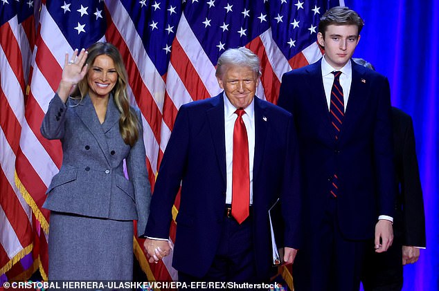 President-elect Trump credits his 18-year-old son Barron (left) for helping build support among young voters in the 2024 elections