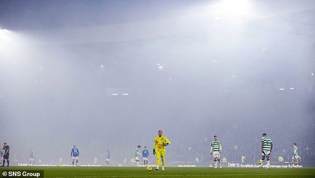 Persistent smoke from fireworks caused a three-minute delay in the start