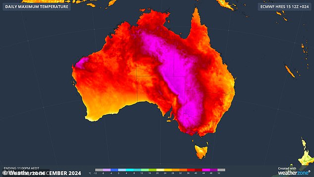 High temperatures will put additional pressure on the state's power grid as people's air conditioning units kick in this afternoon (pictured, a heat map from Monday).