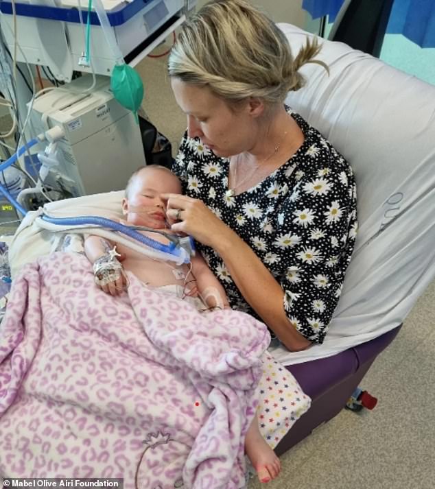 Mabel spent a week in the ICU before her parents made the heartbreaking decision to turn off their daughter's life support. The six-month-old girl is pictured with her mother Carly Goya.