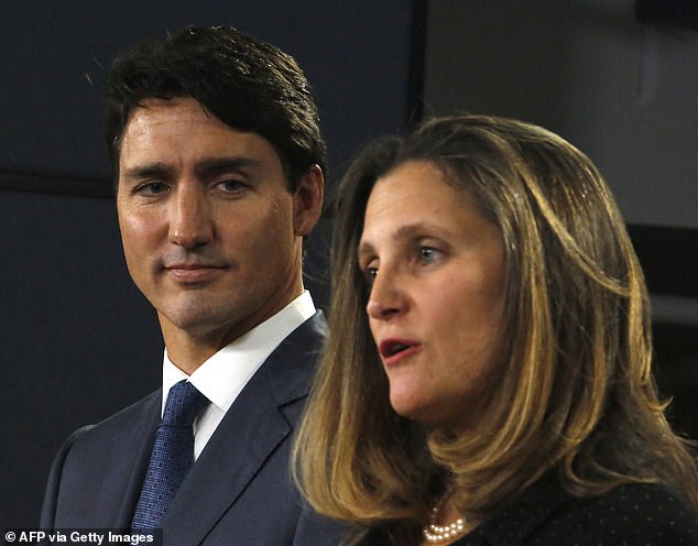 Unprompted, Dr. Chalmers praised Canada's outgoing Finance Minister Chrystia Freeland (R), whose resignation threatens to unseat Prime Minister Justin Trudeau's (L) nine-year leadership of her country.