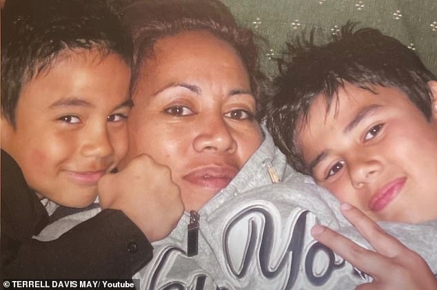 Terrell and Taylan May with their mother Sally from their childhood in Tragear.