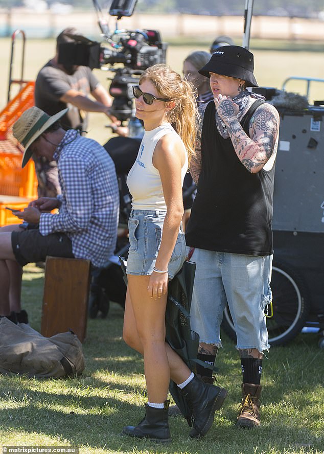 Working in the costume department, Mia's main task seems to be carrying a large Bunnings umbrella to protect the cast members from the strong sun during their scenes.