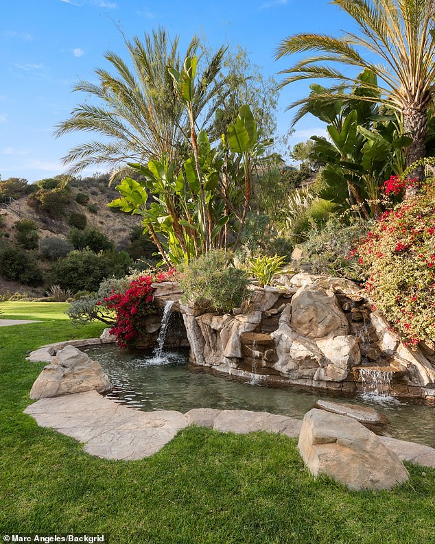 There are waterfalls in the garden