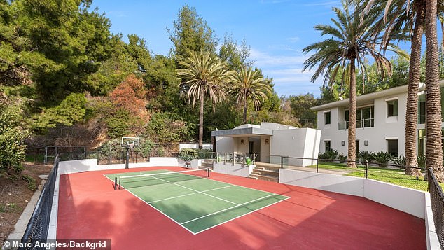 The musician has access to a tennis court and a basketball hoop