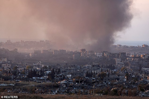 Smoke rising from Gaza, amid the ongoing conflict in Gaza between Israel and Hamas, seen from the Israeli side of the border, December 16, 2024