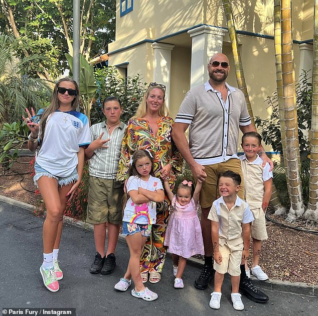 They are also parents to Venezuela, 15, Prince John James, 13, Prince Tyson Fury II, eight, Valencia Amber, seven, Prince Adonic Amaziah, five, and Athena, three.