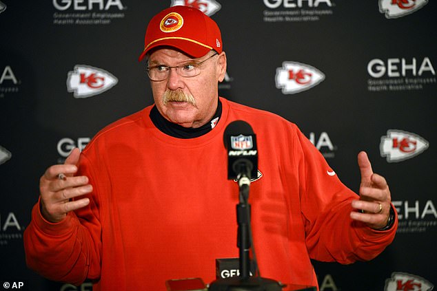 Mahomes and head coach Andy Reid (pictured) said they would treat the injury “day by day.”