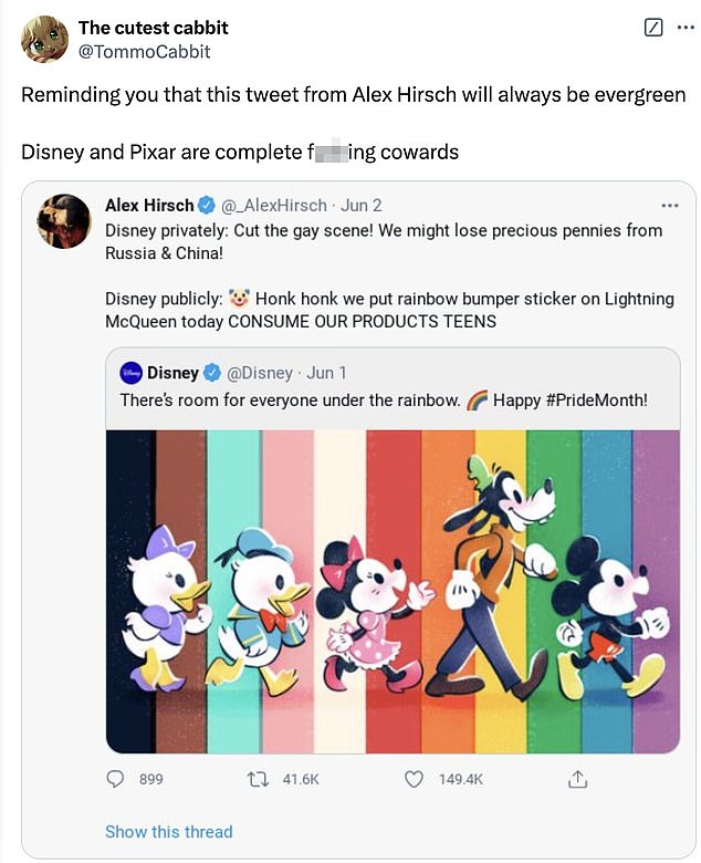 Some fans pointed to Disney's pro-LGBTQ statements as evidence of hypocrisy on the brand's part.