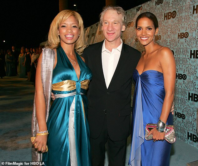 Karrine photographed with Bill Maher and Halle Berry during the 57th Primetime Emmy Awards in 2005.