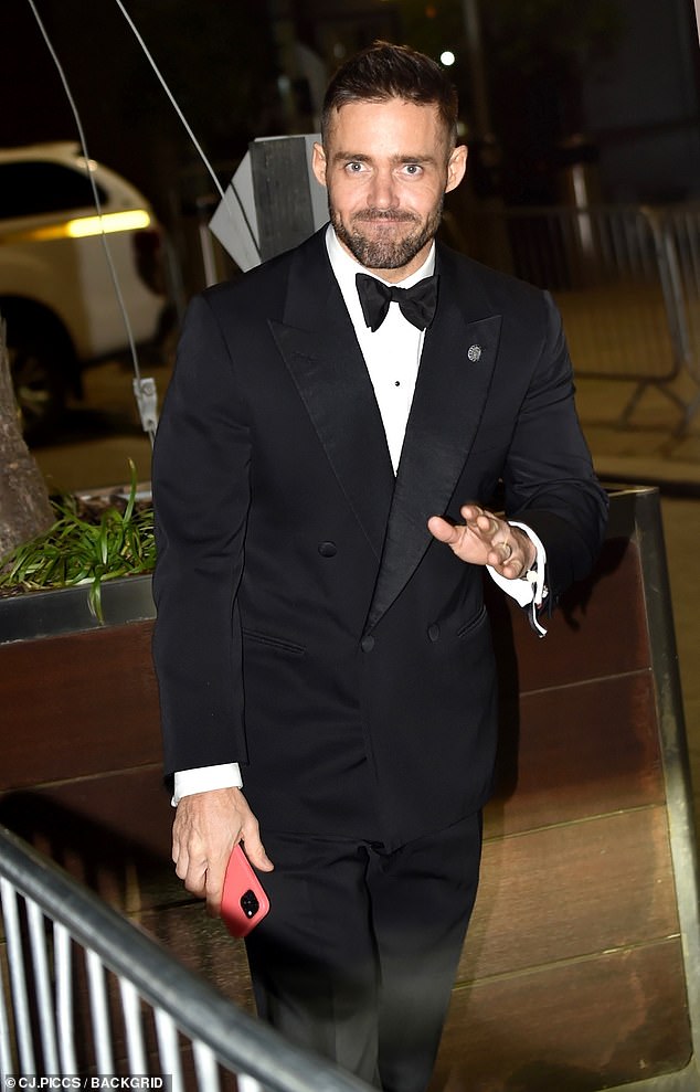 Spencer Matthews cut a smooth figure in an elegant black tuxedo after attending the ceremony.