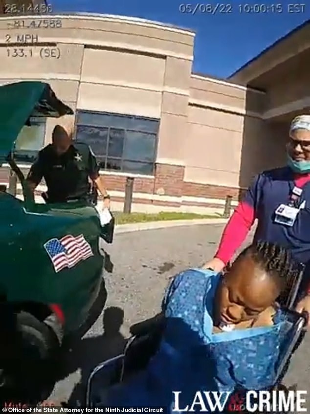 Zephir was seen on bodycam footage being driven from the hospital to the sheriff's car before being taken in for questioning following the horrific death of her three-year-old son.