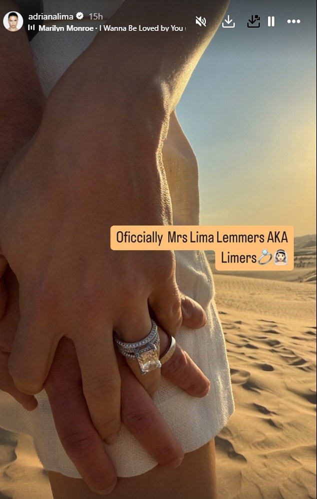 The Brazilian supermodel, 43, shared the happy news with her followers on her Instagram page on Tuesday along with a photo of her incredible rings.