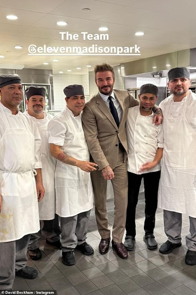 The famous couple headed to Eleven Madison Park restaurant in the heart of New York City for the festive date where they shared a photo with the kitchen team.