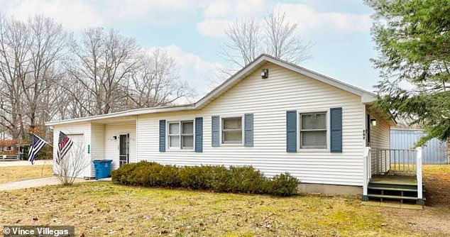 The crazy tenant is said to have taken all his clothes in garbage bags before boarding a local bus. Pictured: The house at 709 North Maple Street in Saugatuck, Michigan