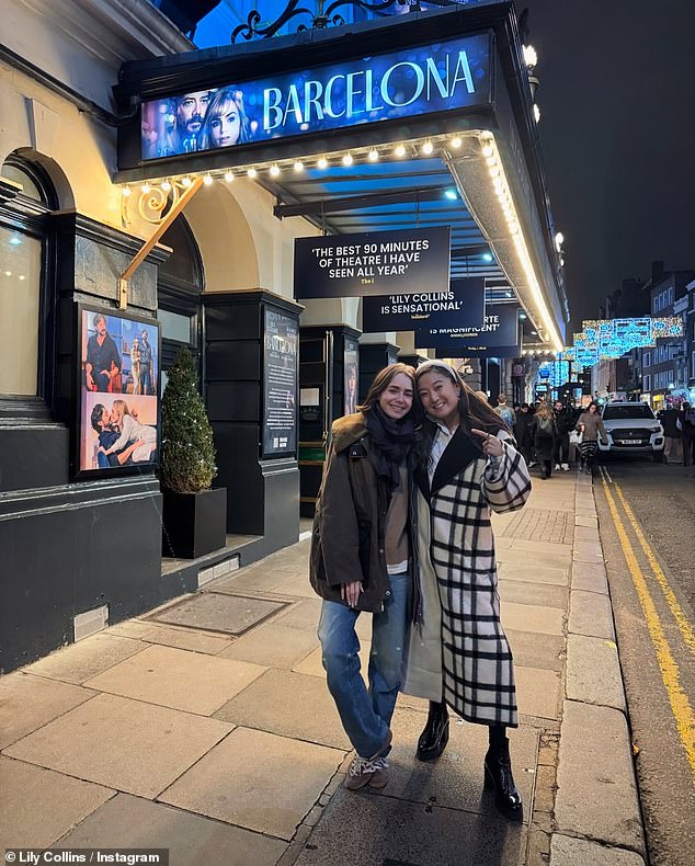 The Emily In Paris stars couldn't contain their smiles as they posed for a sweet Instagram photo outside the Duke of York Theater in London.