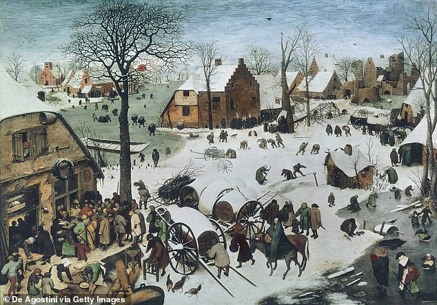 The Christmas story depicts Bethlehem as a 'quiet city', with several festive hymns and carols mentioning a 'silent night'. But according to Professor Greenough, Bethlehem would probably have been 'busy' on the night of Jesus' birth. In the photo: The census in Bethlehem, by Pieter Bruegel the Elder