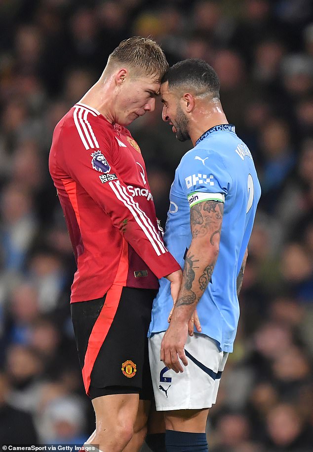 Kyle was involved in an altercation with Manchester United striker Rasmus Hojlund during the first half of the Manchester derby at the weekend.