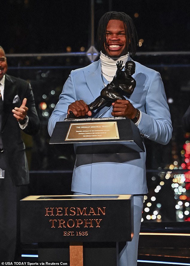 Hunter's fiancée was heavily criticized for her behavior at the Heisman Trophy ceremony