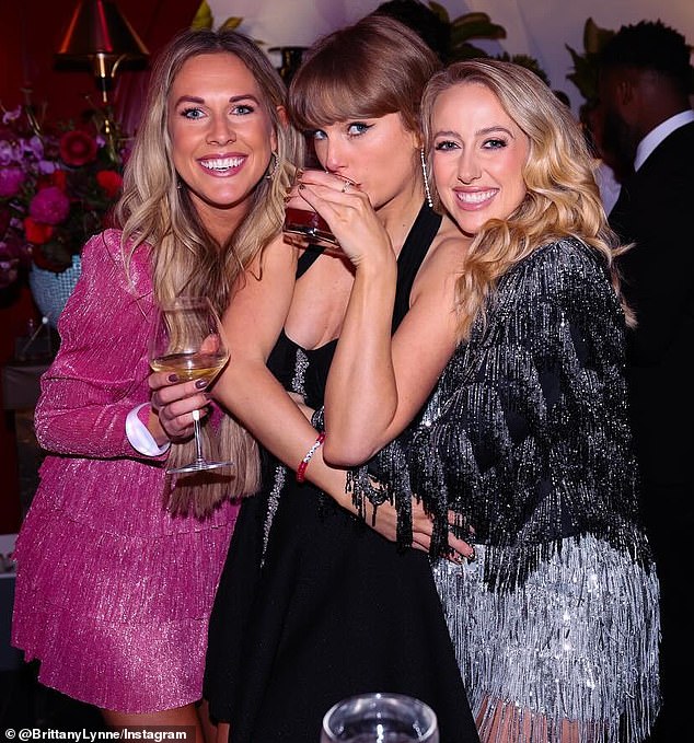 It all started Wednesday after Swift's friend Brittany Mahomes, wife of NFL superstar and Kelce's Kansas City Chiefs teammate Patrick Mahomes, shared never-before-seen snaps from the Eras Tour-themed soiree that took place last week.