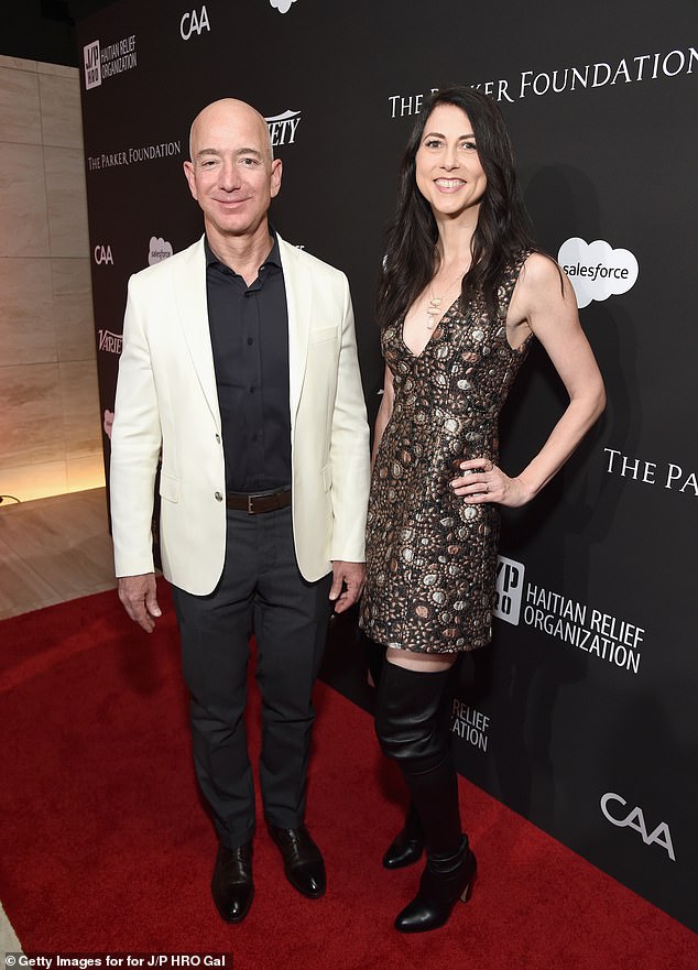 Jeff Bezos with his ex-wife MacKenzie Scott in 2018. He has since moved on with Lauren Sanchez.