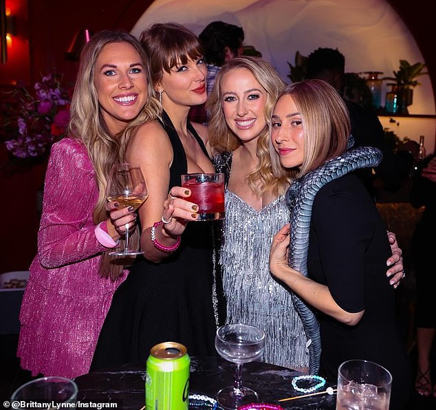 Swift's longtime friend Ashley Avignone joined the WAGs (right)