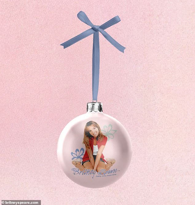 This Christmas ornament featuring Britney's iconic debut studio album...Baby One More Time is $20 on her merchandise website.