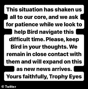 Trophy Eyes released a statement regarding the May 3 incident.