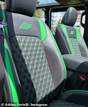 The car's interior also received a major makeover, with the seat upholstery replaced with green and black leather, with Portelli's initials also embossed in green.