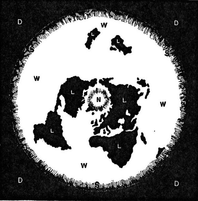 Rowbotham's map of the flat Earth. His theories were definitively refuted