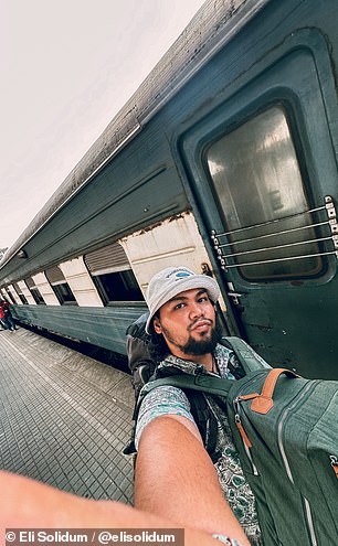 Eli faced a breakdown on the train between Tanzania and Zambia. He is seen boarding the train in the first one.