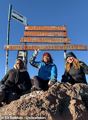 Eli says getting to the top of Mount Kenya, where he appears in the photo above, was 